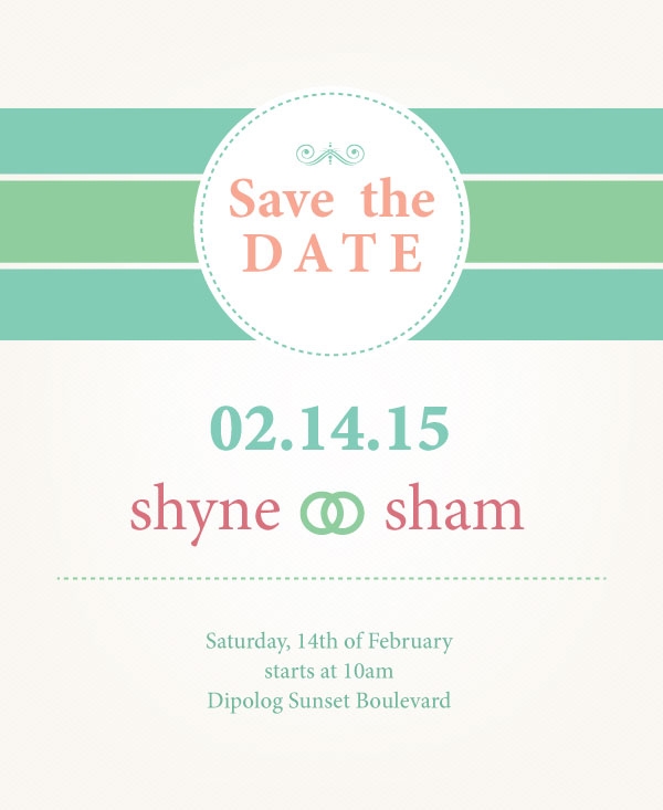 Save the date flat wedding invitation