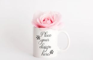 White Coffee Mug Mockup Floral