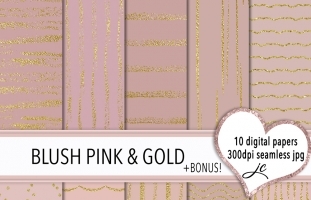 Blush Pink and Gold Digital Paper