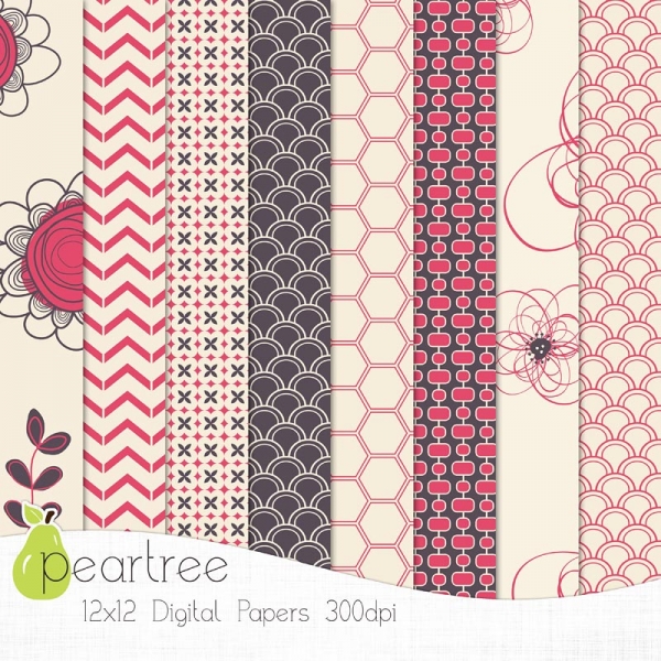 Download Digital Scrapbook Paper - Retro Pink  