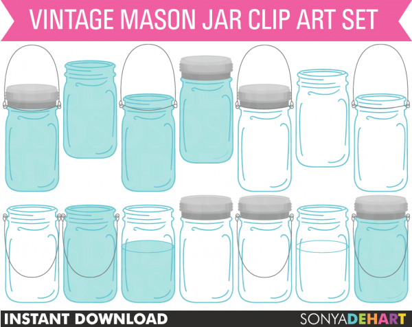 hanging mason jar clip art