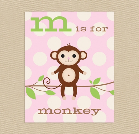 M is for Monkey Wall Art