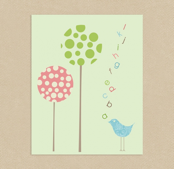 Download Alphabet Birdie Wall Art 