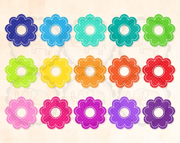 Stitched Polka Dot Flower - Graphics / Clip Art | Luvly