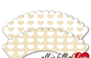 Ivory Heart DIY Printable Cupcake