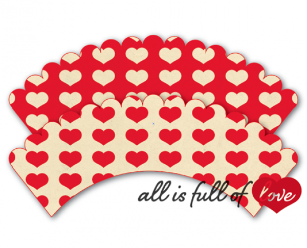 Download Red Love DIY Printable Cupcake Wrapper 