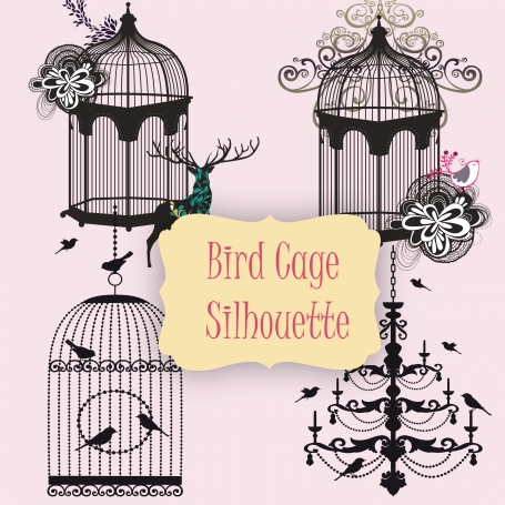 4 PNG Bird Cage Silhouettes
