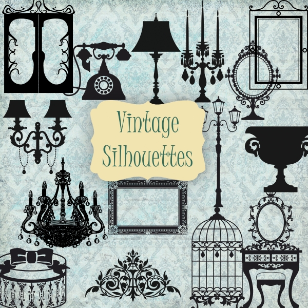 Download 15 Vintage Decor Furniture Silhouettes 