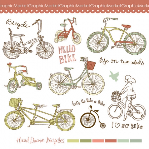 Download Hand Drawn Vintage Bicycles 