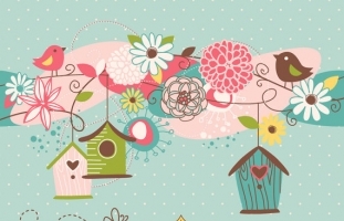 Floral Birdhouse - Clip Art,