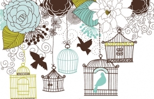 Floral Birdhouse - Clip Art,