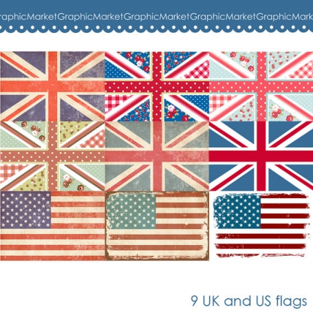 USA and UK Flag Clip Art