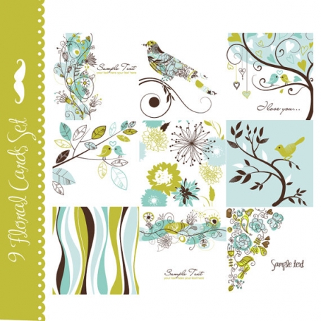 9 Floral and Bird Cards