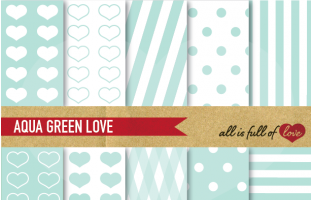 Aqua Green Love Polka Dots