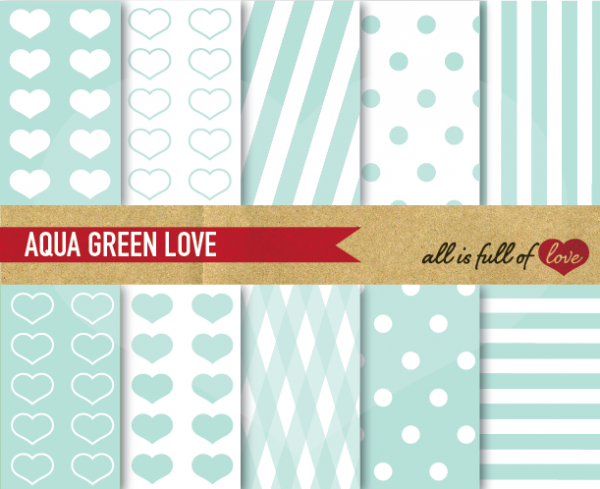 Download Aqua Green Love Polka Dots 