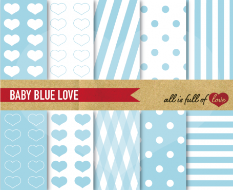 Baby Blue Love Polka Dots