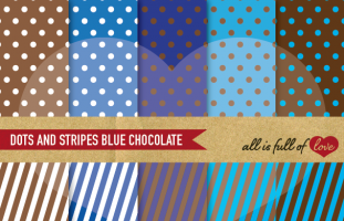 Blue & Brown Dots and Stripes