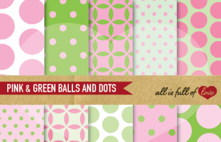 Pink and Green Balls and Dots