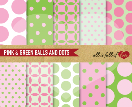 Pink and Green Balls and Dots