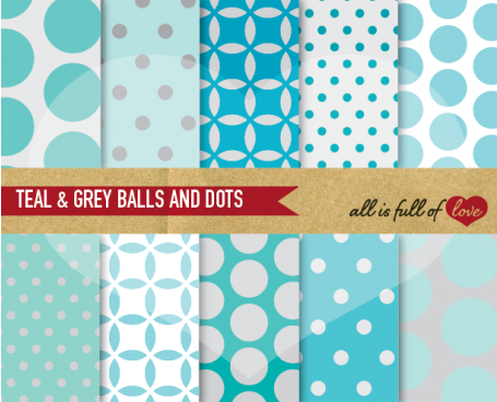 Teal and Grey Balls & Dots