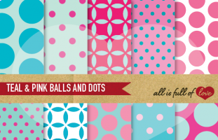 Teal and Pink Balls & Dots