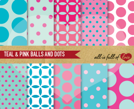 Teal and Pink Balls & Dots