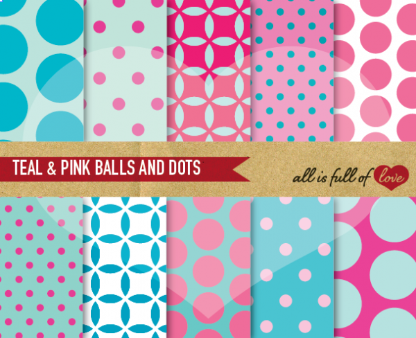 Download Teal and Pink Balls & Dots 