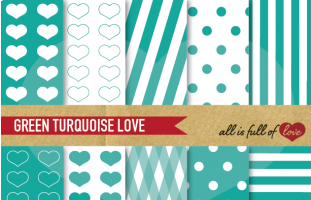Green Turquoise Love Backgrounds