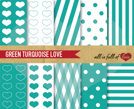 Green Turquoise Love Backgrounds