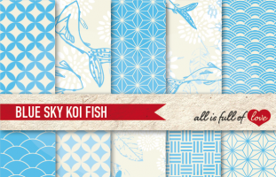 Blue Sky Koi Fish Backgrounds