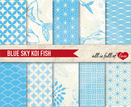 Blue Sky Koi Fish Backgrounds