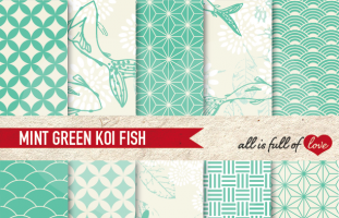 Mint Green Koi Fish Backgrounds