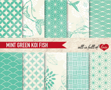 Mint Green Koi Fish Backgrounds