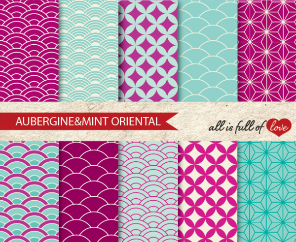 Download Aubergine & Mint Oriental Backgrounds 