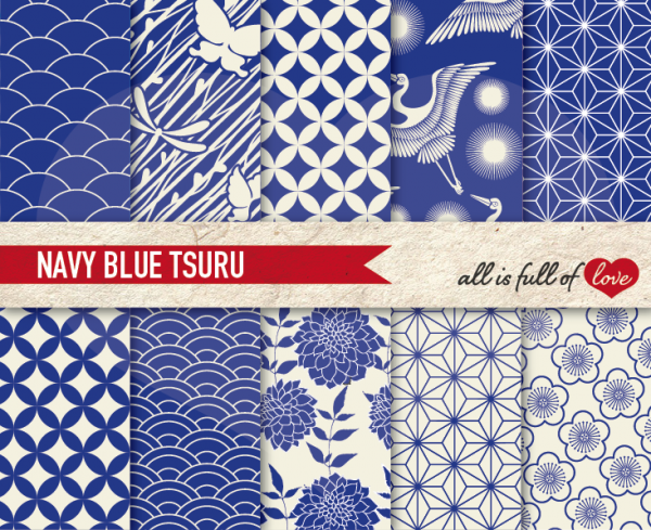Download Navy Blue Tsuru Backgrounds 