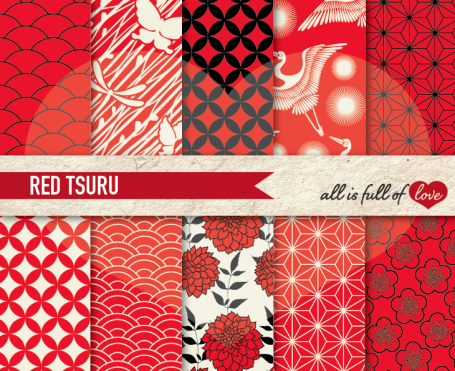 Red Tsuru Backgrounds