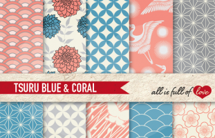 Tsuru Blue & Coral Backgrounds