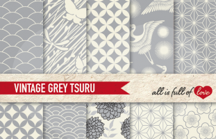 Vintage Grey Tsuru Backgrounds