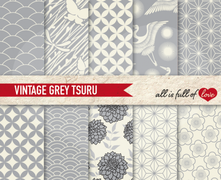 Vintage Grey Tsuru Backgrounds