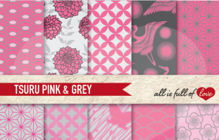 Pink & Grey Tsuru Backgrounds