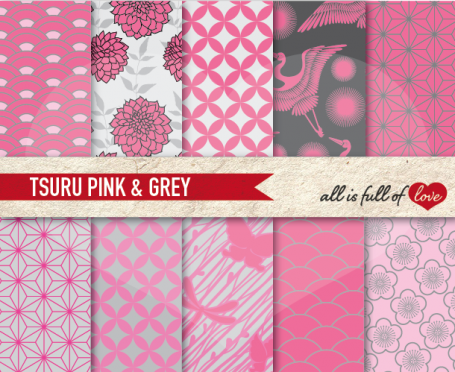 Pink & Grey Tsuru Backgrounds
