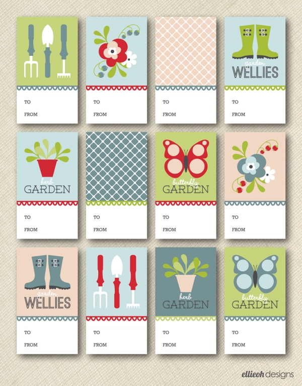 Download set of 12 printable garden themed gift tags 