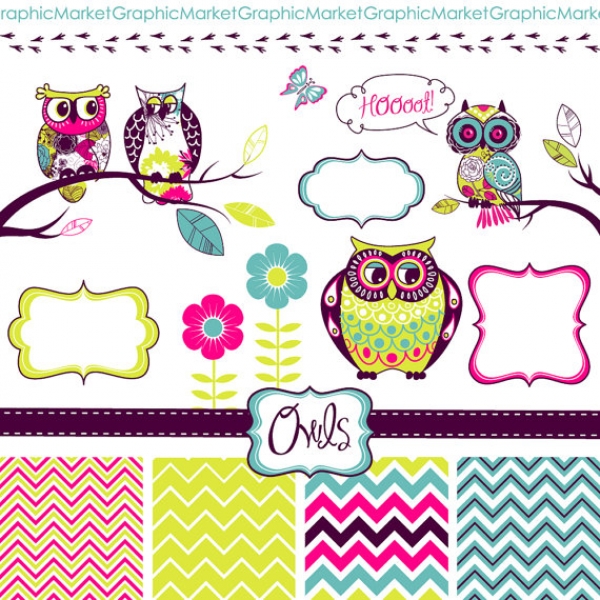 Download Owls Zig Zag Paper & Clip Art 