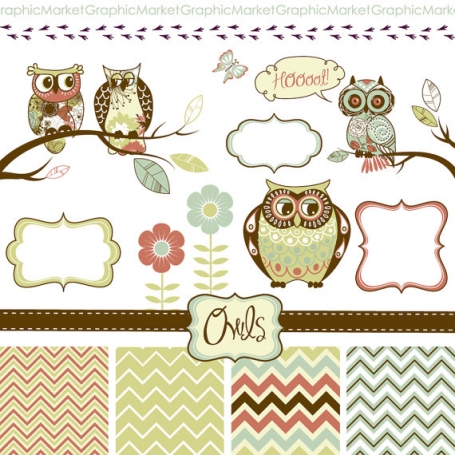Owls Zig Zag Paper & Clip Art