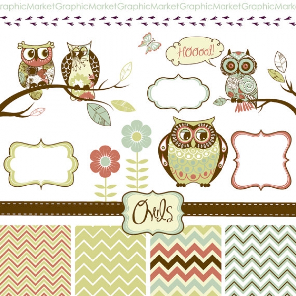 Download Owls Zig Zag Paper & Clip Art II 