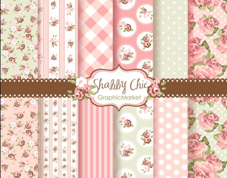Pink Roses Shabby Chic Patterns