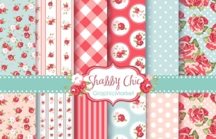 Pink Roses Shabby Chic Patterns III