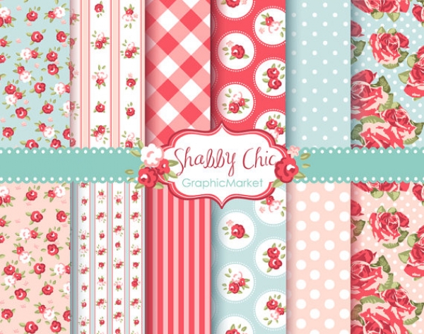 Download Pink Roses Shabby Chic Patterns III 