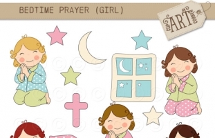 Clipart Bedtime Prayer Girl