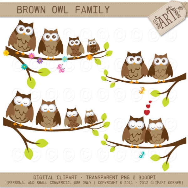 owl family clip art